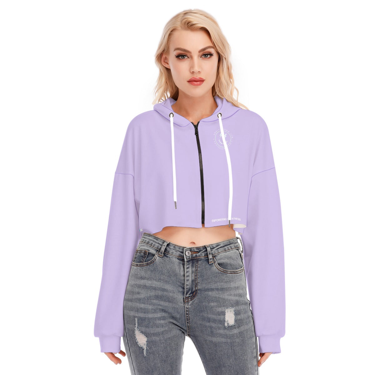 Purple Women's Cropped Hoodie With Zipper