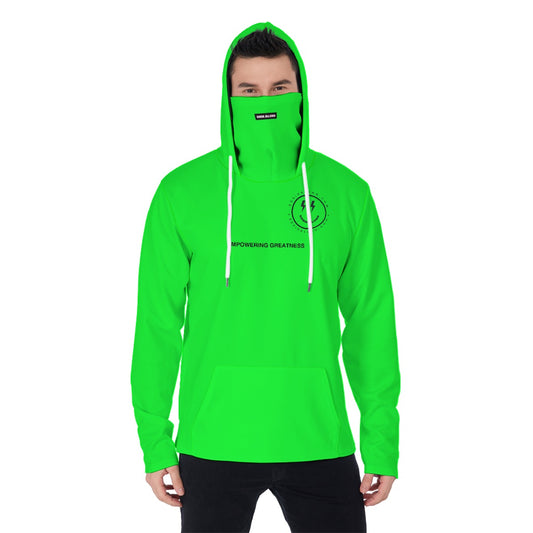 Green Men's Heavy Fleece Hoodie With Mask